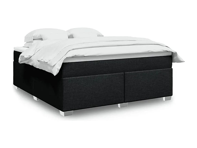 Sommier à lattes de lit avec matelas Noir 180x200 cm Tissu