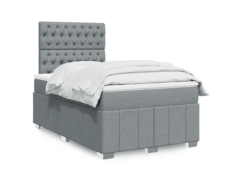 Sommier à lattes de lit avec matelas Gris clair 120x200cm Tissu