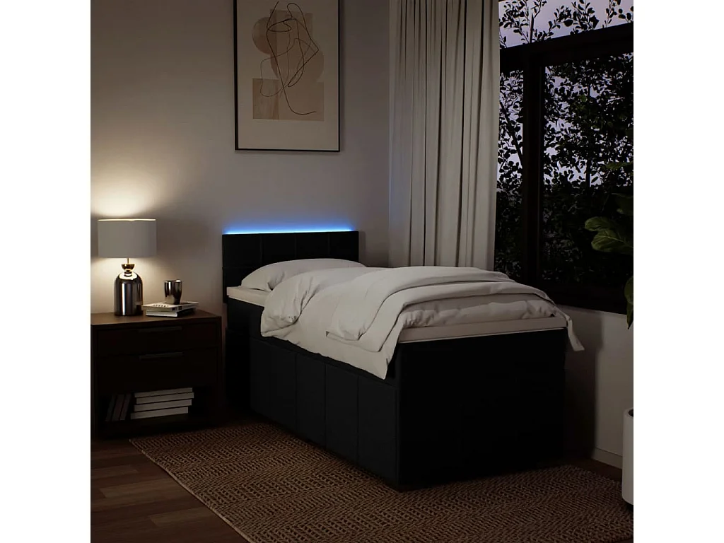 Sommier à lattes de lit avec matelas Noir 90x190 cm Tissu