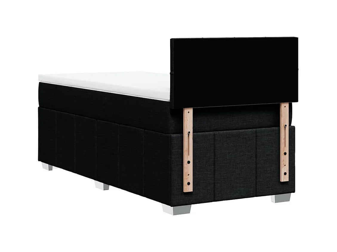 Cama box spring con colchón tela negro 90x190 cm