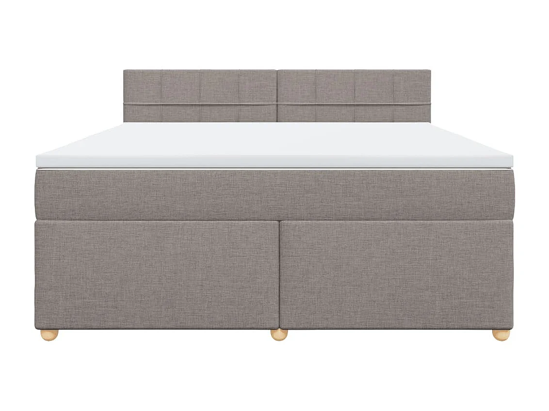 Cama box spring con colchón tela gris taupe 180x200 cm