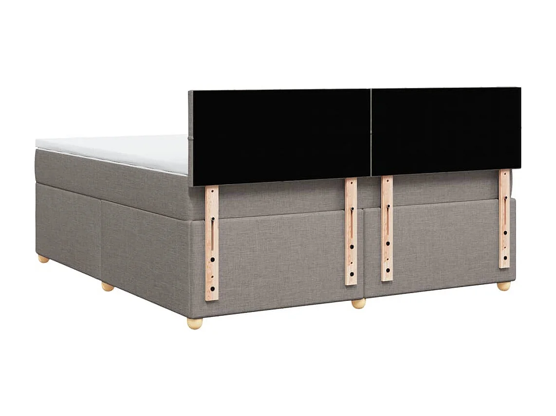 Cama box spring con colchón tela gris taupe 180x200 cm