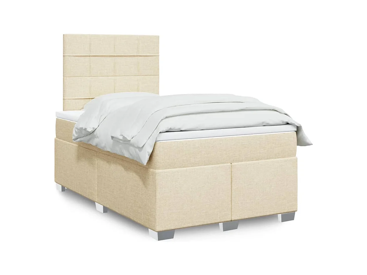 Sommier à lattes de lit avec matelas crème 120x190 cm tissu