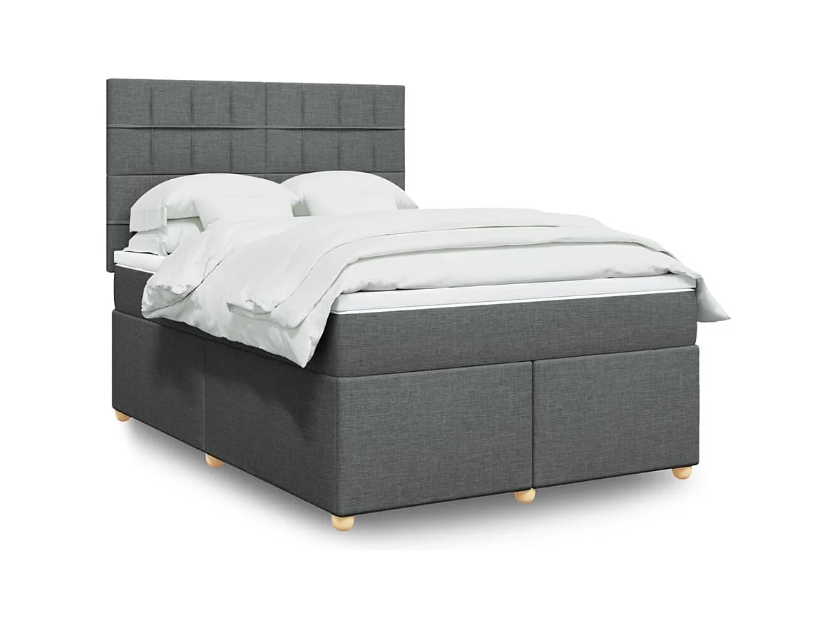 Sommier à lattes de lit avec matelas Gris foncé 140x190cm Tissu