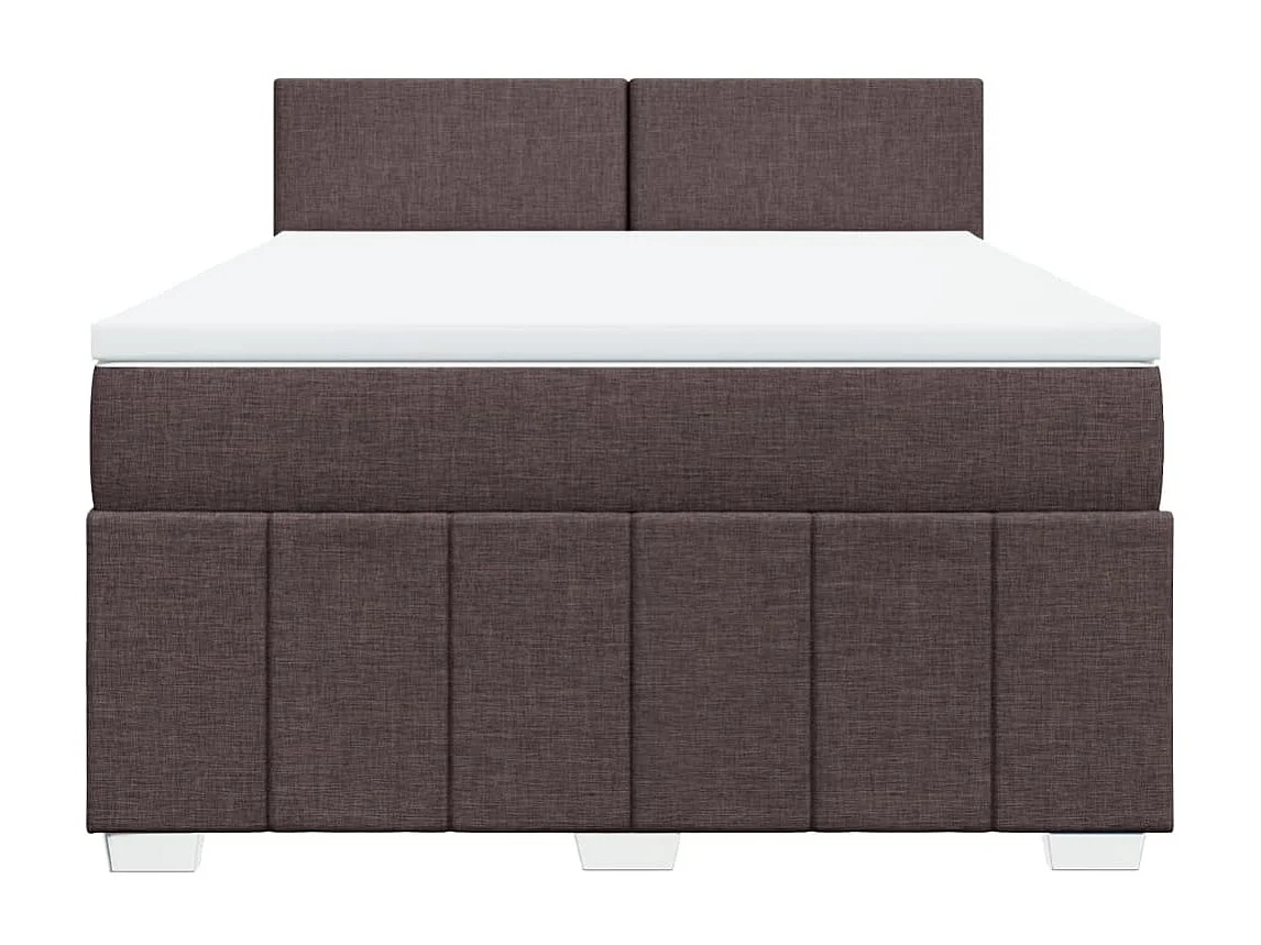 Cama box spring con colchón tela marrón oscuro 140x200 cm