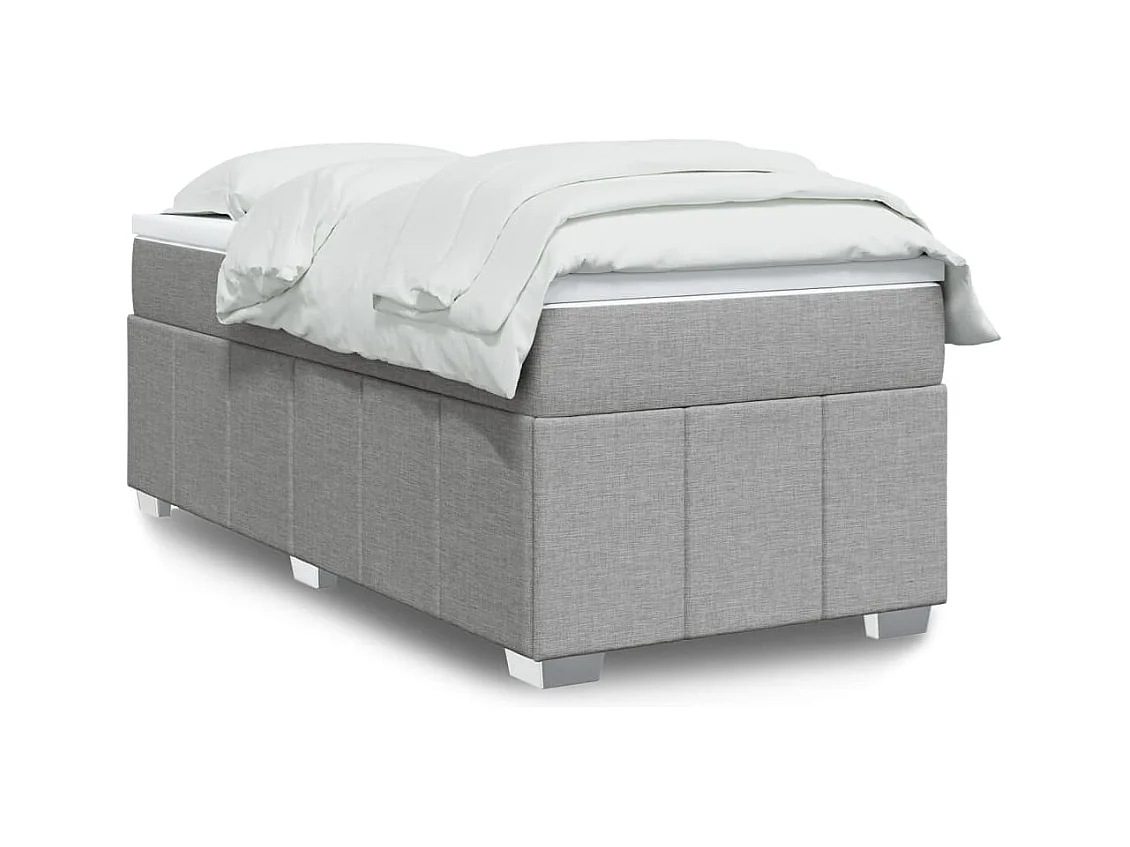 Sommier à lattes de lit avec matelas Gris clair 90x200 cm Tissu