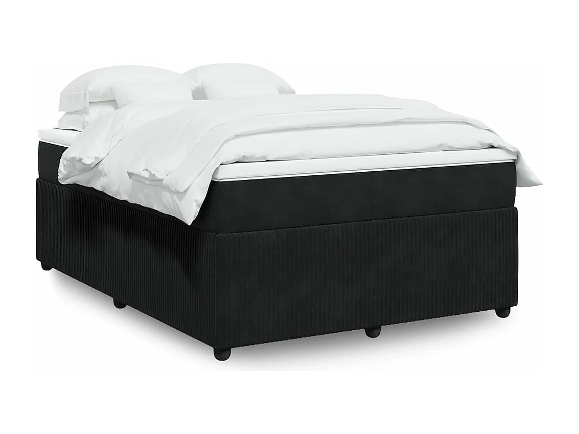 Sommier à lattes de lit avec matelas Noir 140x200 cm Velours