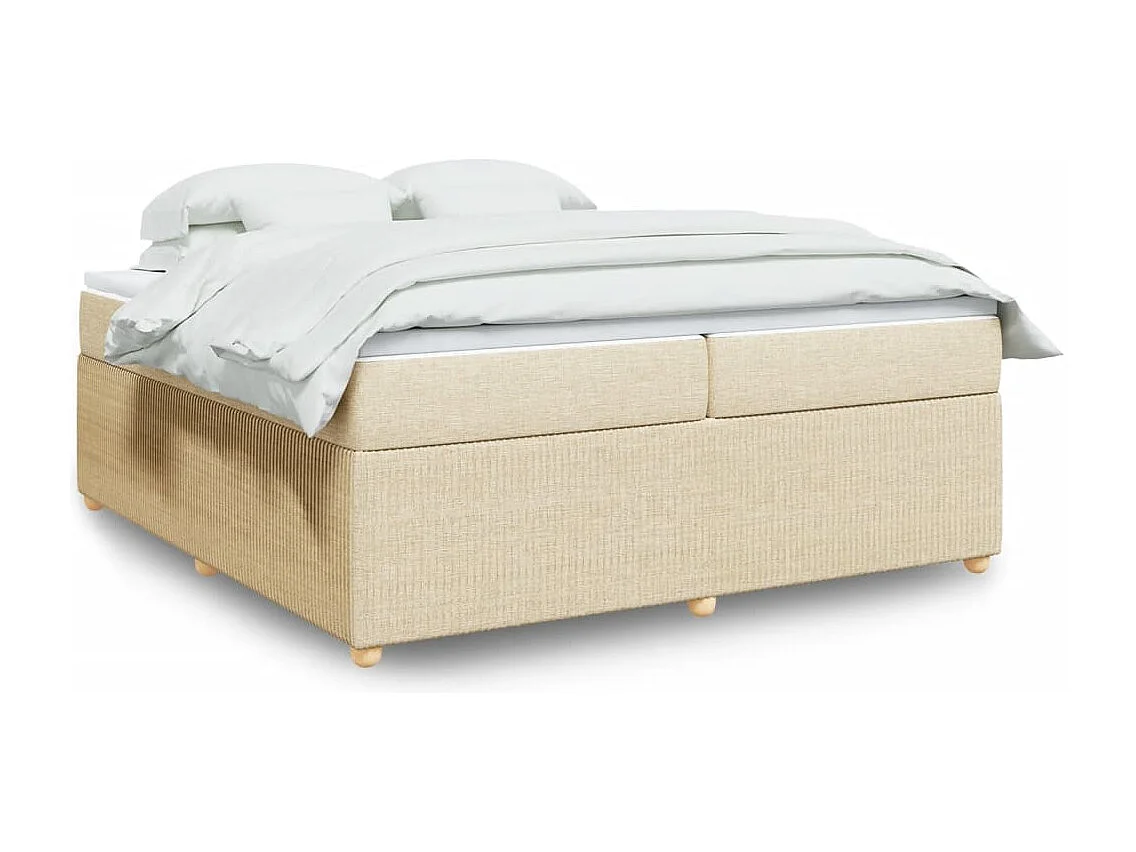 Sommier à lattes de lit avec matelas Crème 200x200 cm Tissu