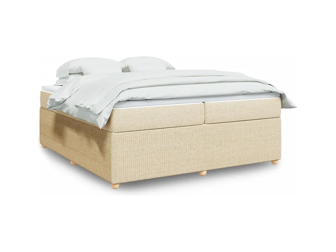 Sommier à lattes de lit avec matelas Crème 200x200 cm Tissu