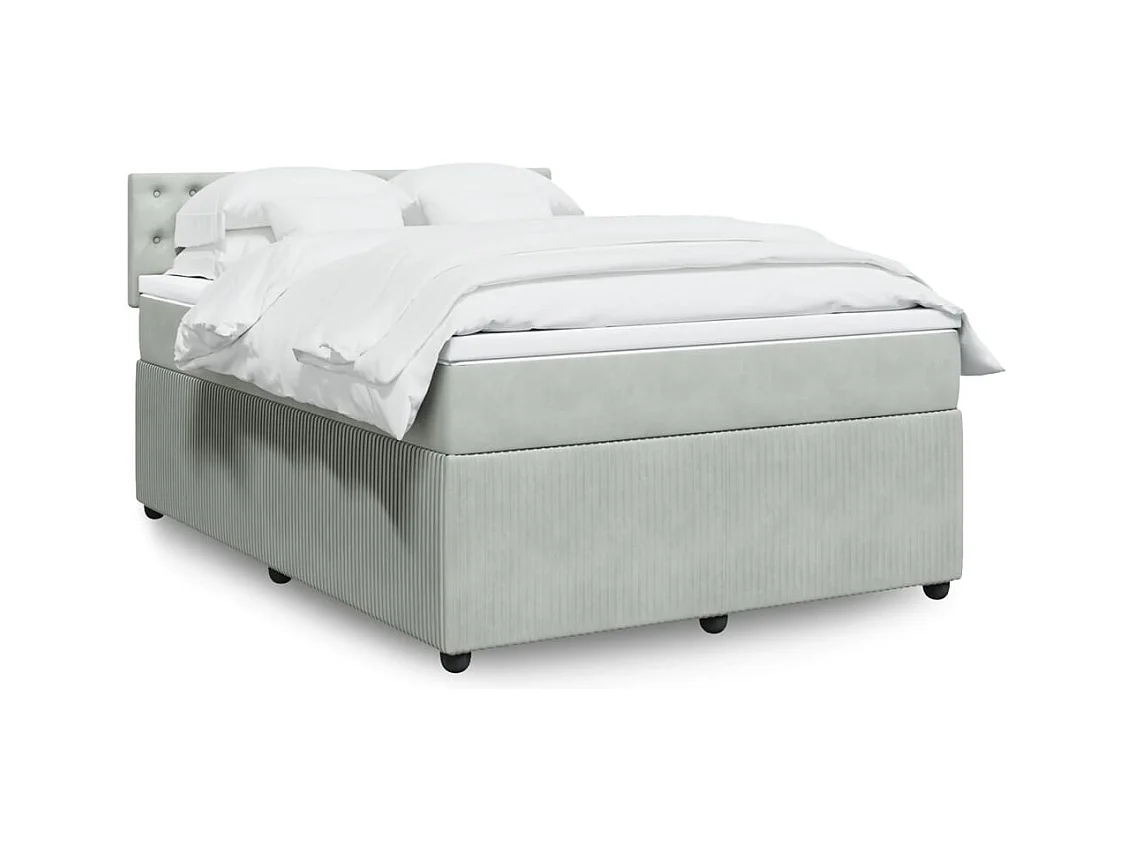 Cama com molas/colchão 140x190 cm veludo cinzento-claro