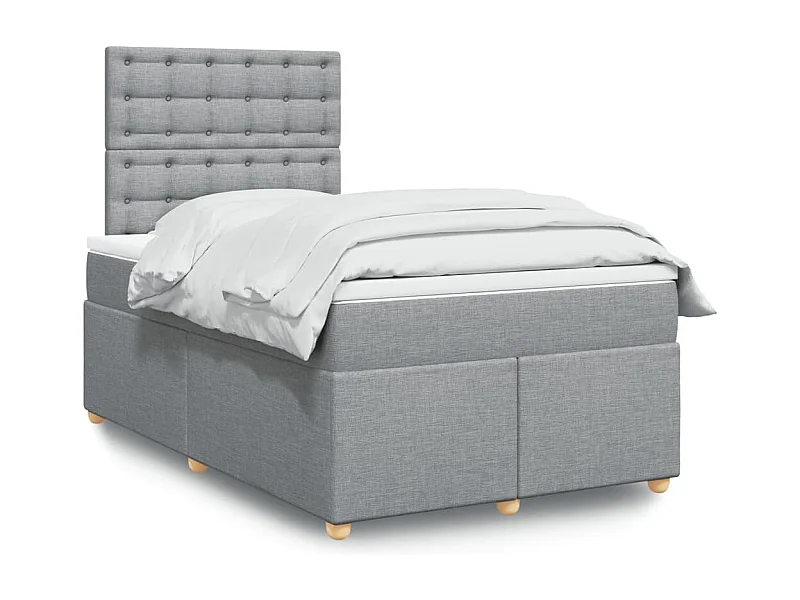 Cama boxspring com colchão 120x190 cm tecido cinzento-claro