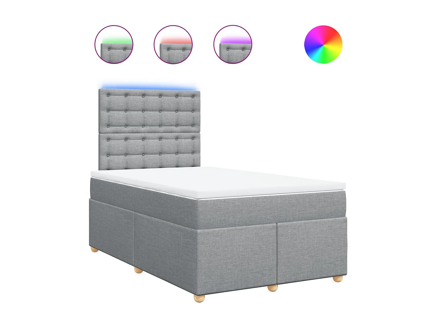 Sommier à lattes de lit et matelas gris clair 120x190 cm tissu