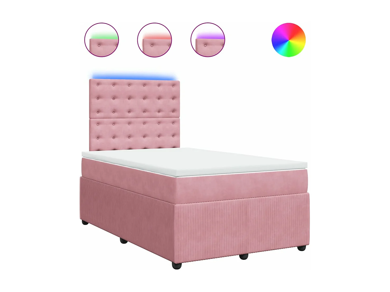 Cama box spring con colchón terciopelo rosa 120x200 cm
