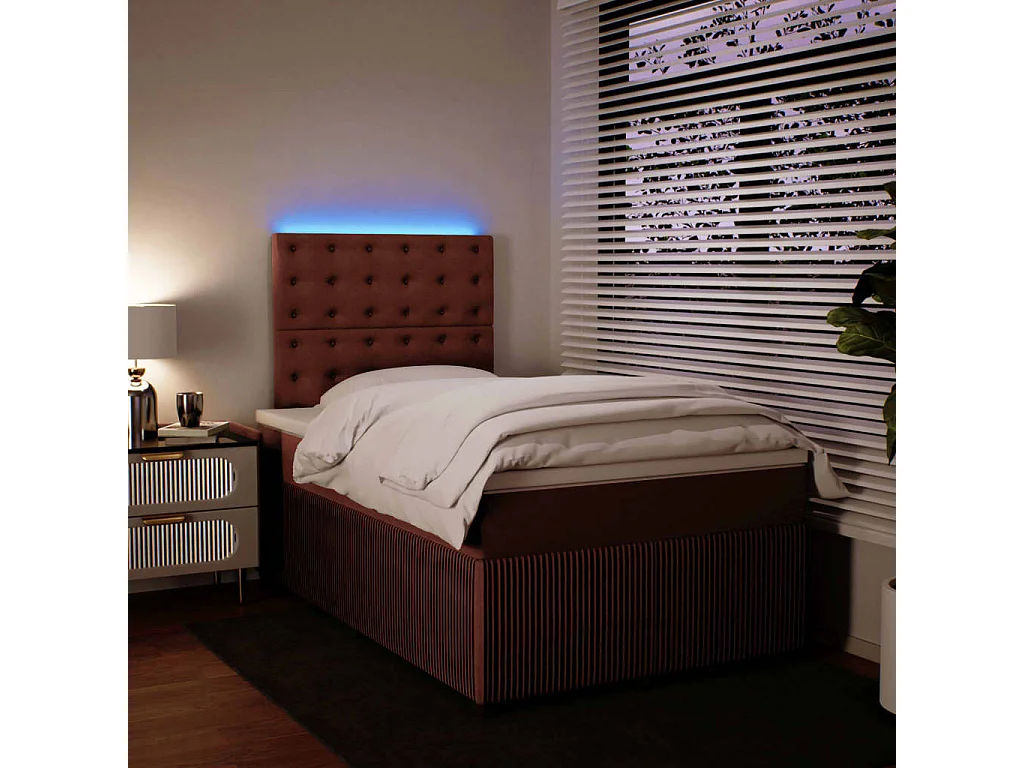 Cama box spring con colchón terciopelo rosa 120x200 cm