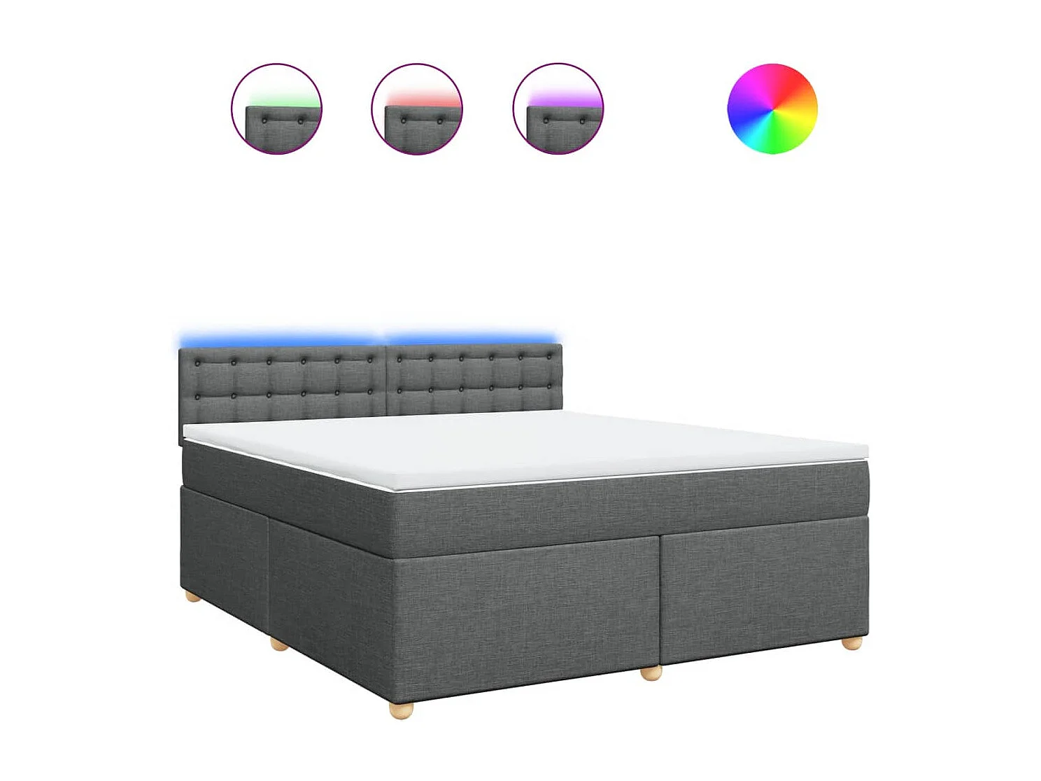 Sommier à lattes de lit avec matelas Gris foncé 180x200cm Tissu