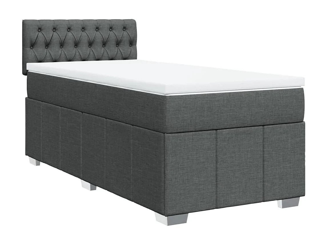 Sommier à lattes de lit avec matelas Gris foncé 90x200 cm Tissu