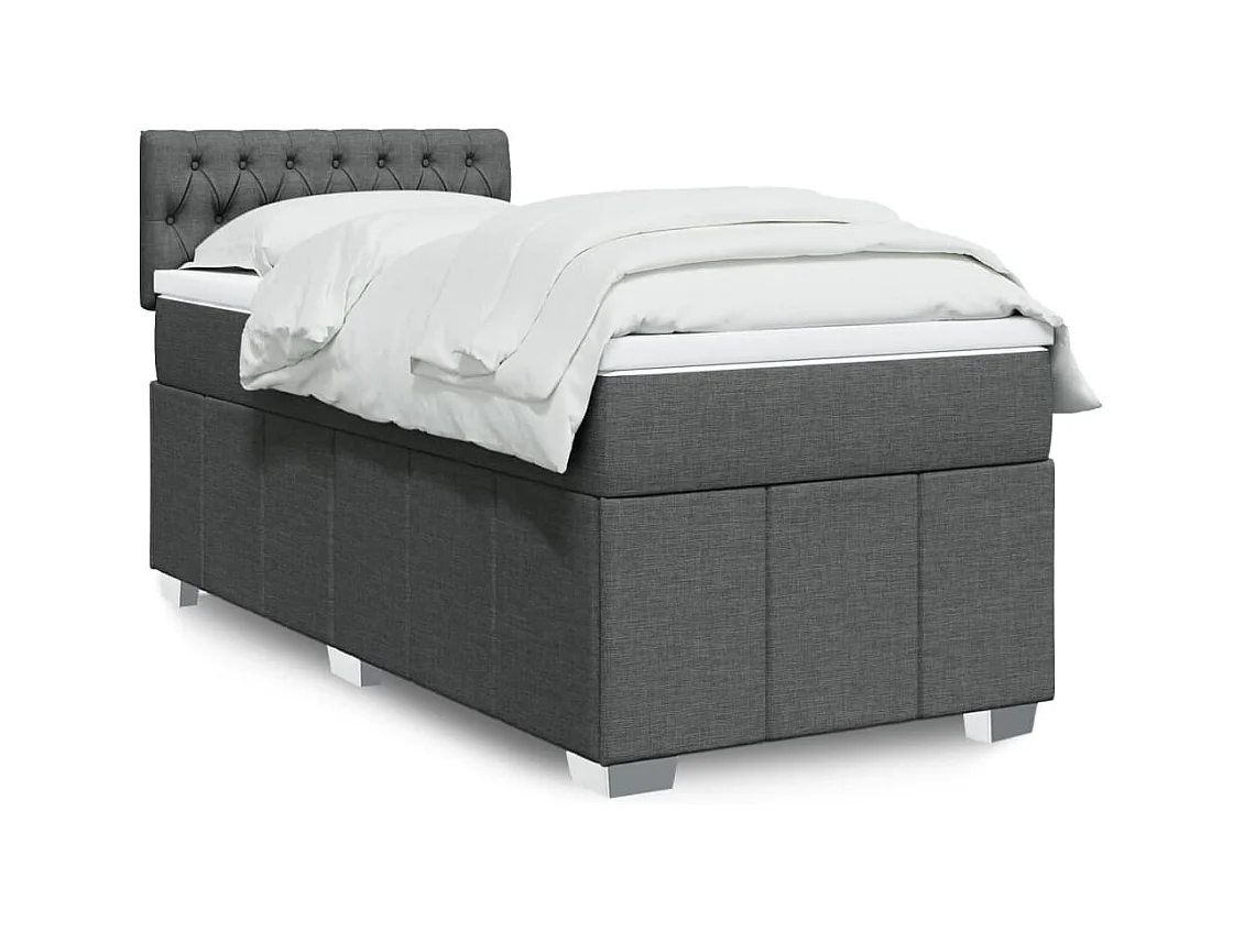 Sommier à lattes de lit avec matelas Gris foncé 90x200 cm Tissu