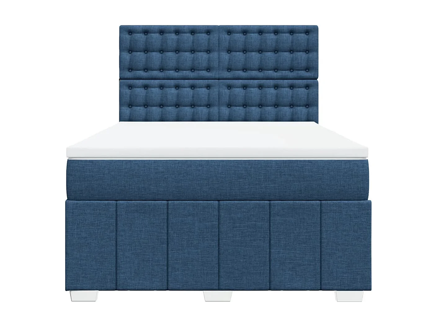 Cama box spring con colchón tela azul 140x190 cm