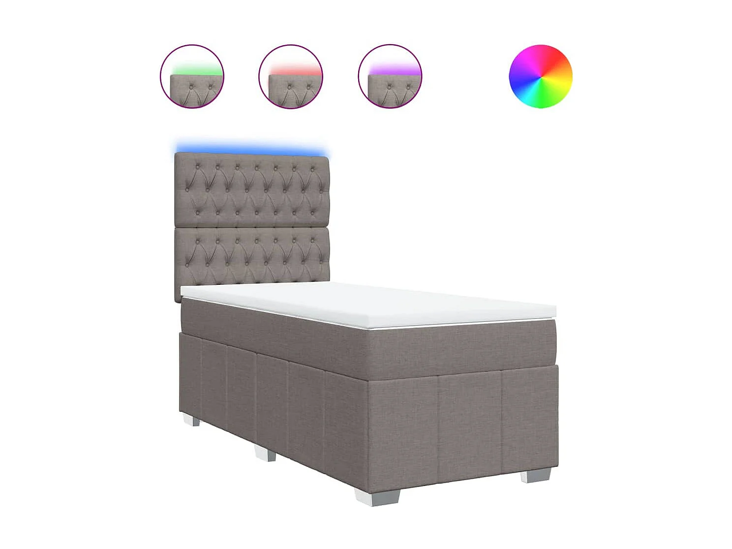 Boxspring met matras stof taupe 90x200 cm