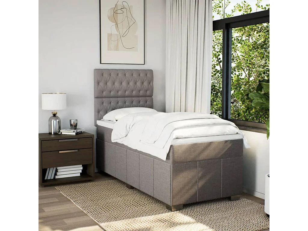 Cama com molas/colchão 90x200 cm tecido castanho-acinzentado