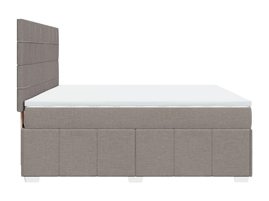 Cama box spring con colchón tela gris taupe 180x200 cm