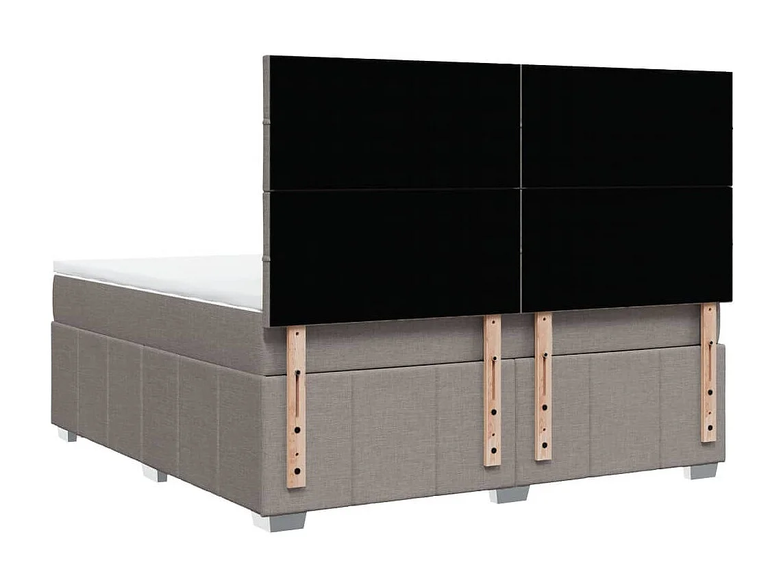 Cama box spring con colchón tela gris taupe 180x200 cm