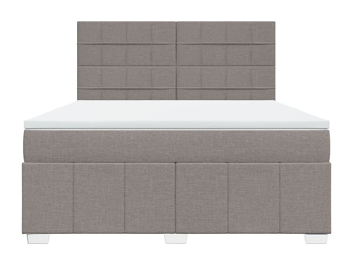 Cama box spring con colchón tela gris taupe 180x200 cm