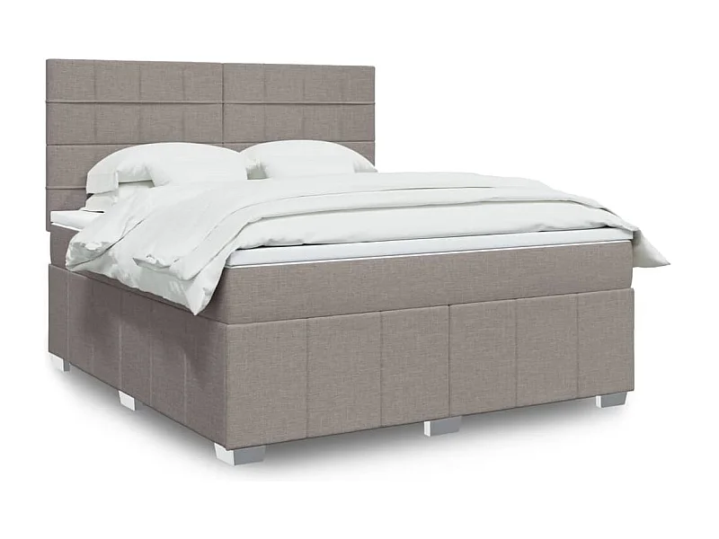 Cama box spring con colchón tela gris taupe 180x200 cm