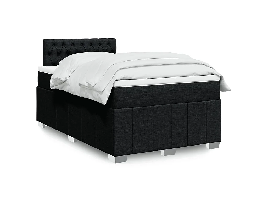 Cama boxspring com colchão 120x190 cm tecido preto