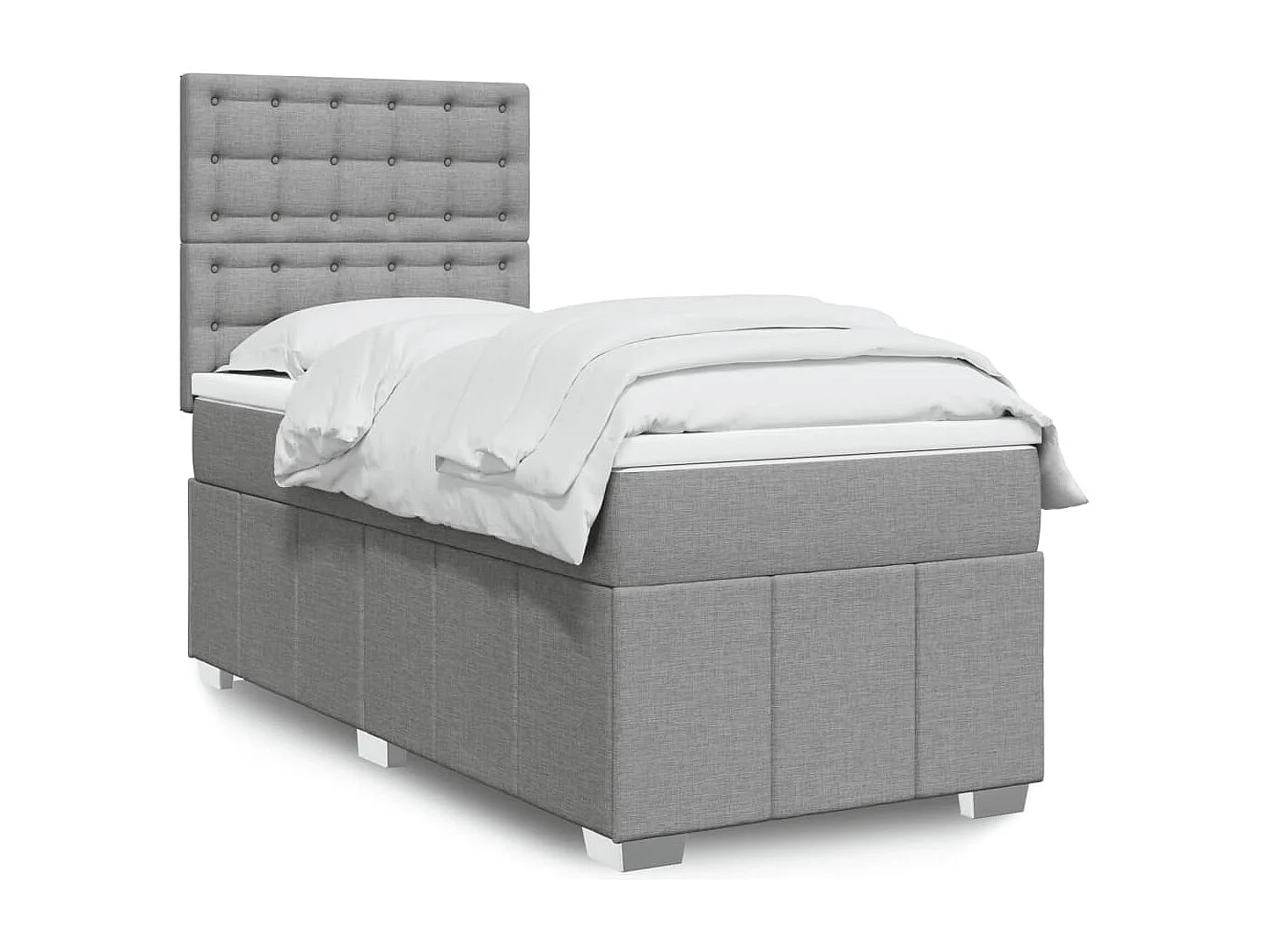 Sommier à lattes de lit avec matelas Gris clair 100x200cm Tissu