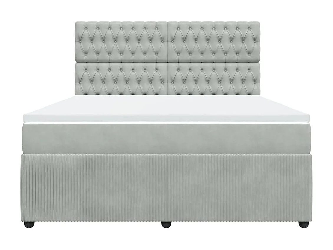 Sommier à lattes de lit et matelas Gris clair 180x200cm Velours