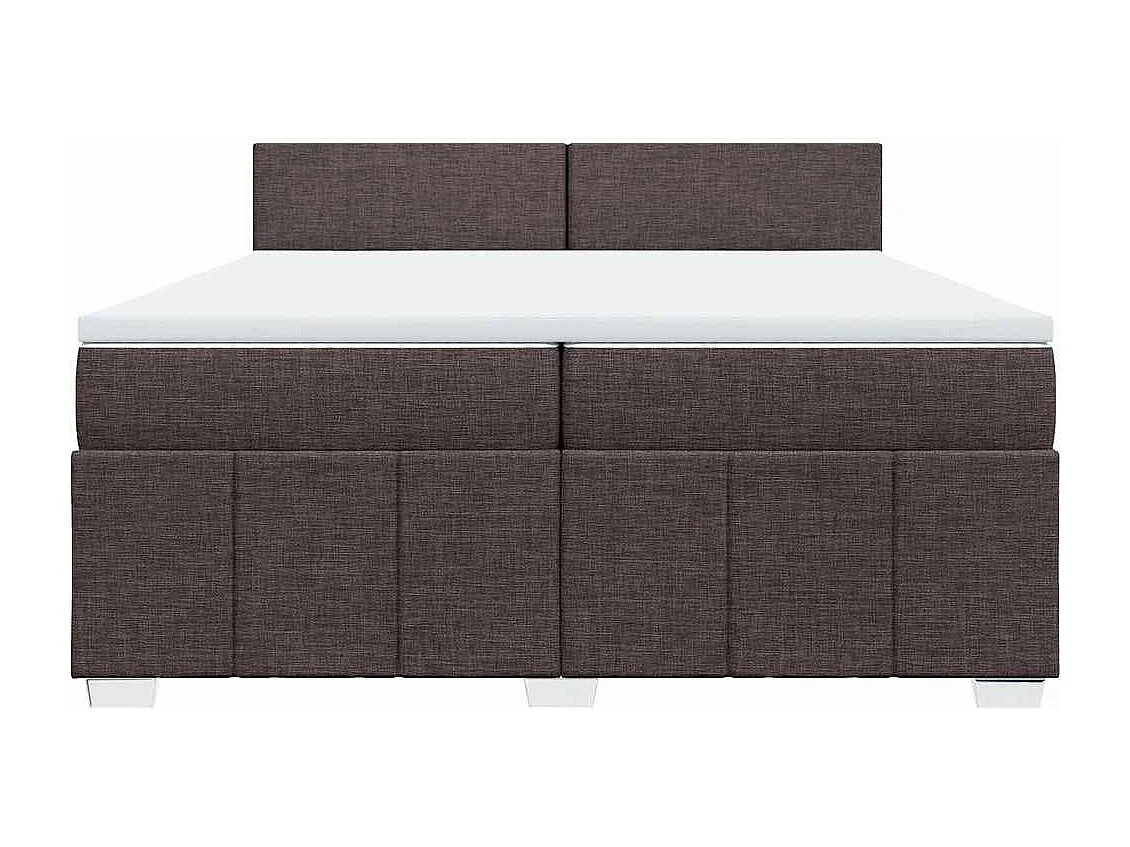 Cama box spring con colchón tela marrón oscuro 200x200 cm