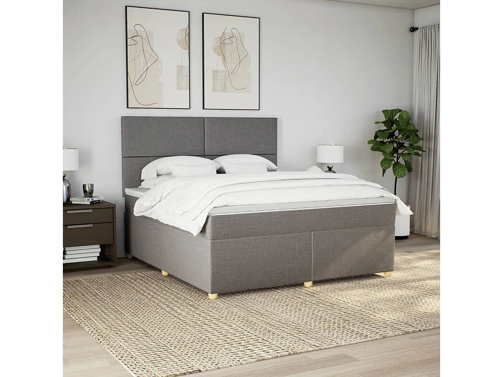Sommier à lattes de lit avec matelas Taupe 180x200 cm Tissu