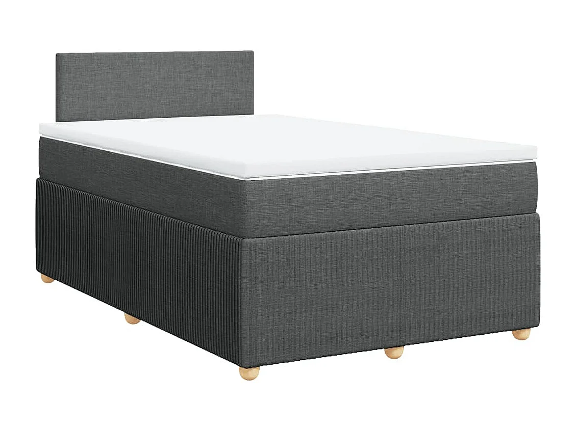 Cama box spring con colchón tela gris oscuro 120x190 cm