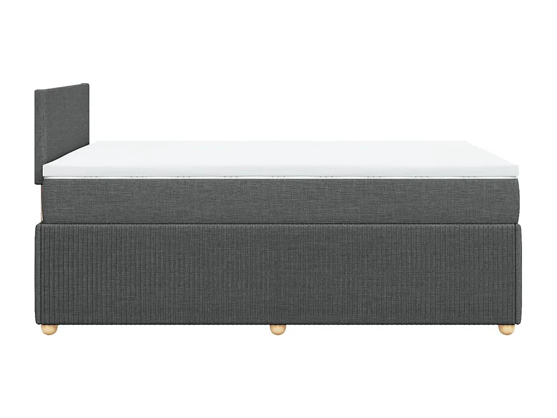 Cama box spring con colchón tela gris oscuro 120x190 cm