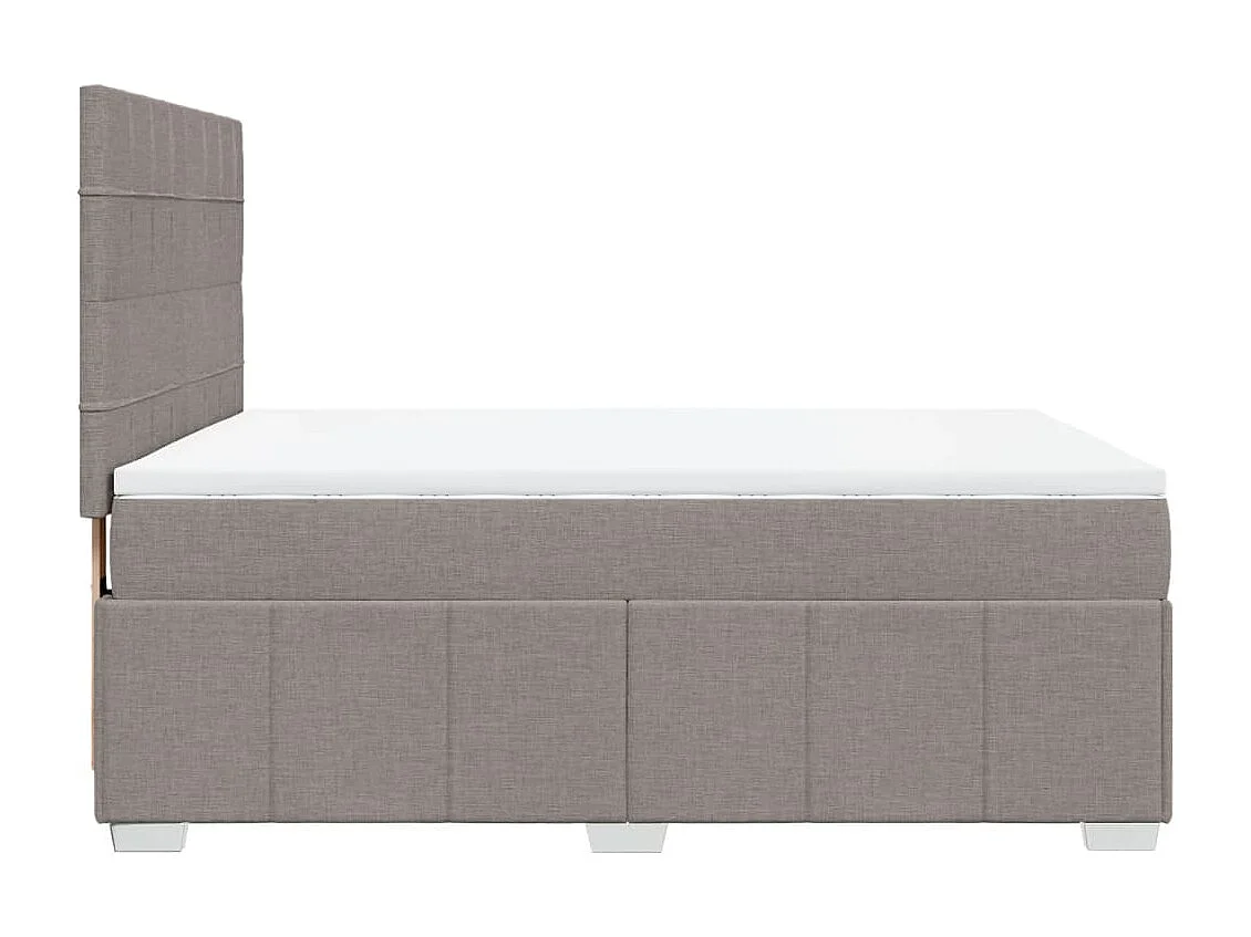 Cama box spring con colchón tela gris taupe 140x200 cm