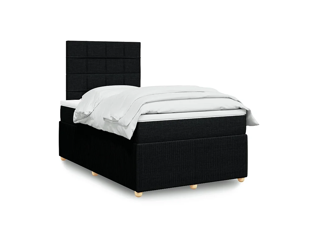 Sommier à lattes de lit avec matelas noir 120x190 cm tissu