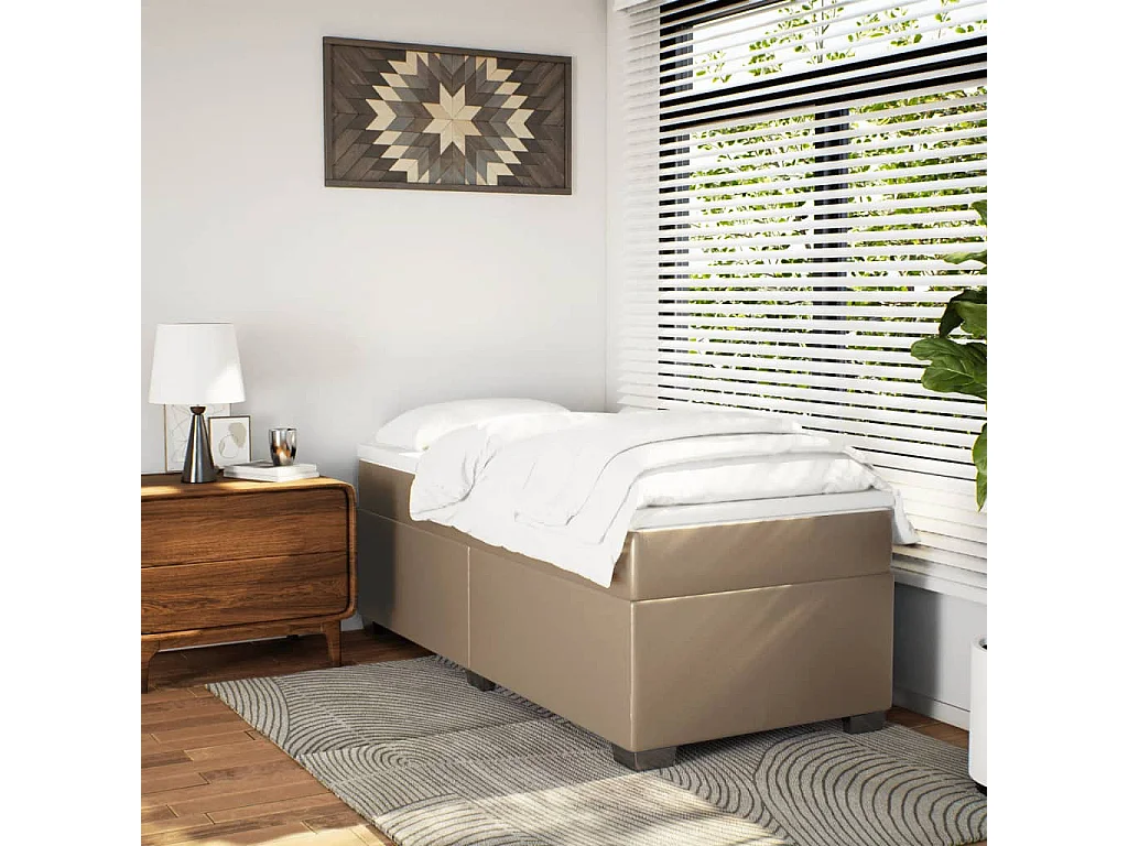 Sommier à lattes de lit avec matelas Cappuccino 90x200 cm