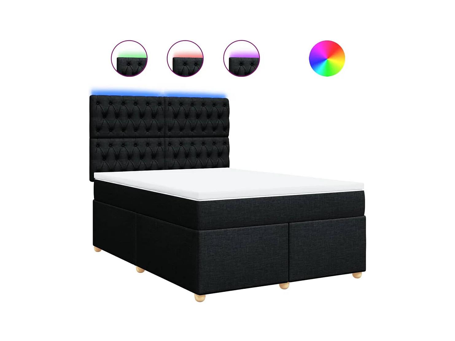 Sommier à lattes de lit avec matelas Noir 140x190 cm Tissu