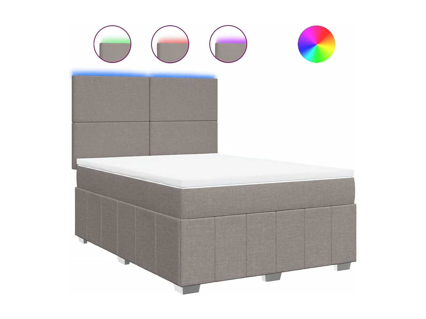 Sommier à lattes de lit avec matelas Taupe 160x200 cm Tissu