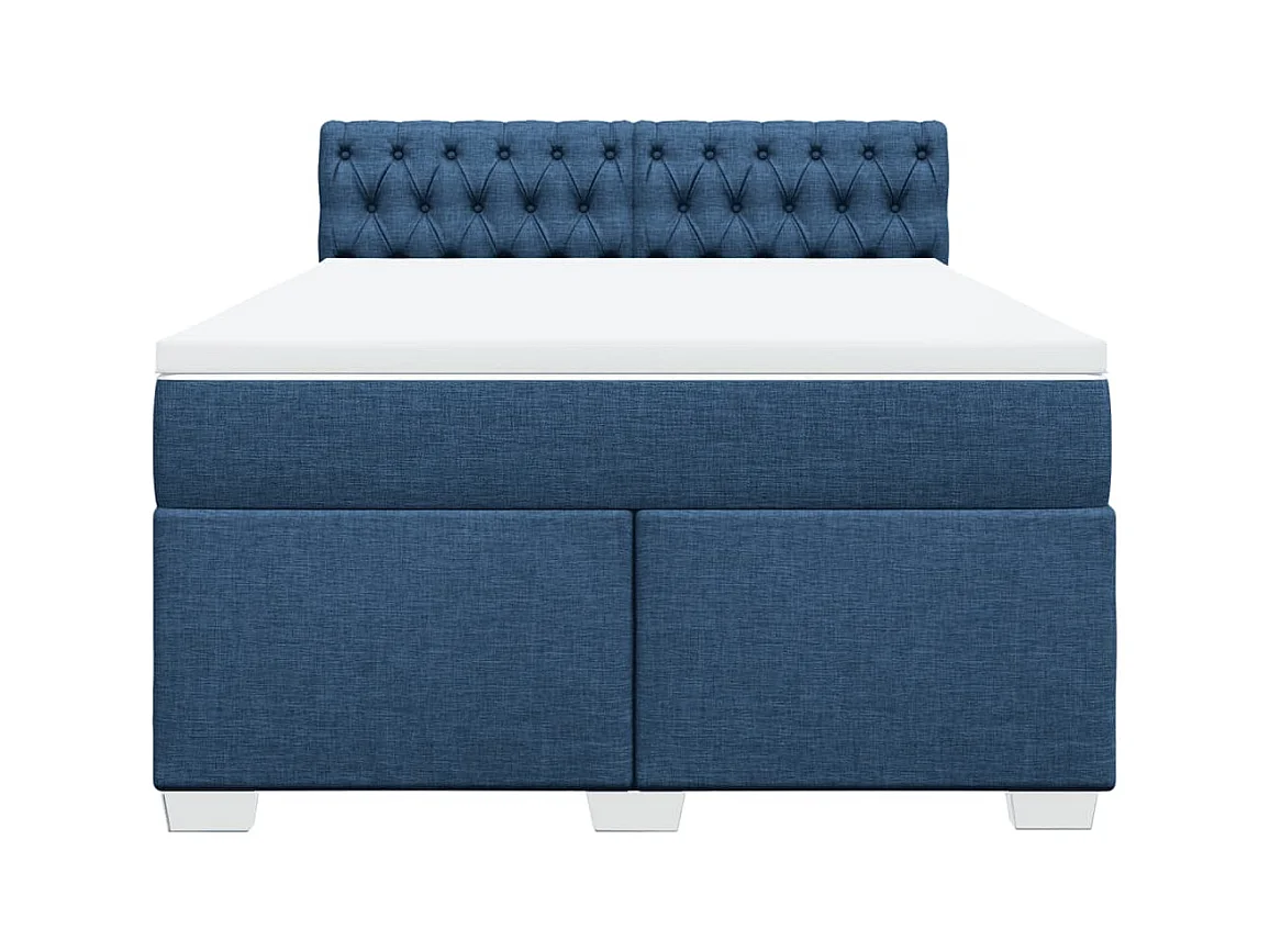 Sommier à lattes de lit avec matelas Bleu 160x200 cm Tissu