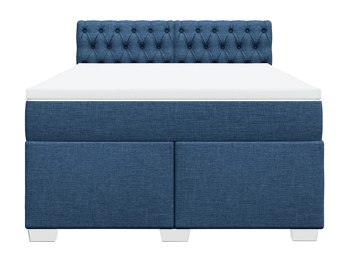 Cama com molas/colchão 160x200 cm tecido azul