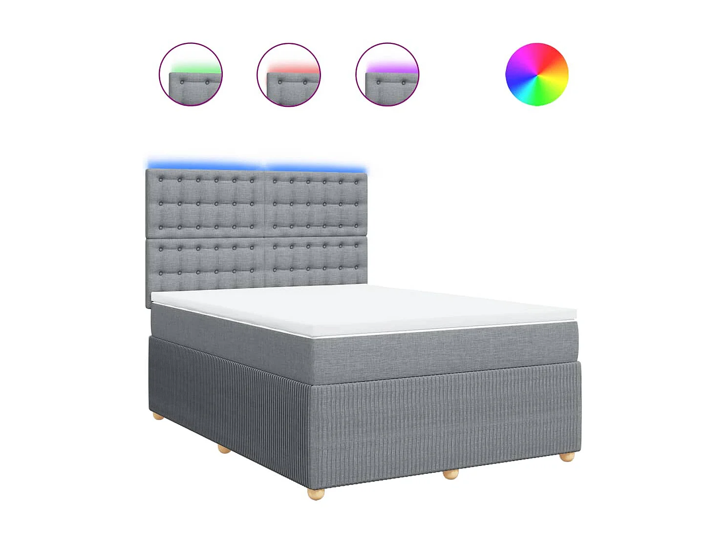 Cama box spring con colchón tela gris claro 140x190 cm