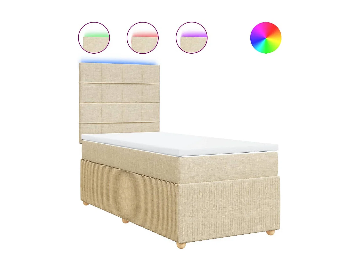 Cama com molas/colchão 90x190 cm tecido cor creme