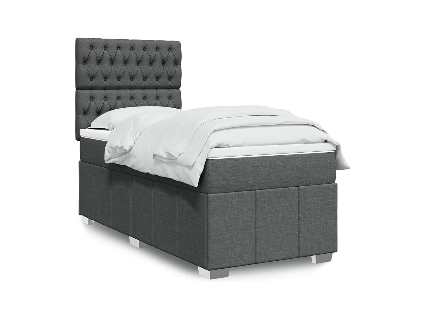 Cama com molas/colchão 90x200 cm tecido cinzento-escuro
