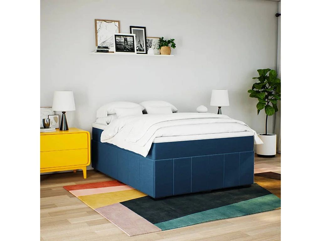 Boxspring met matras stof blauw 160x200 cm