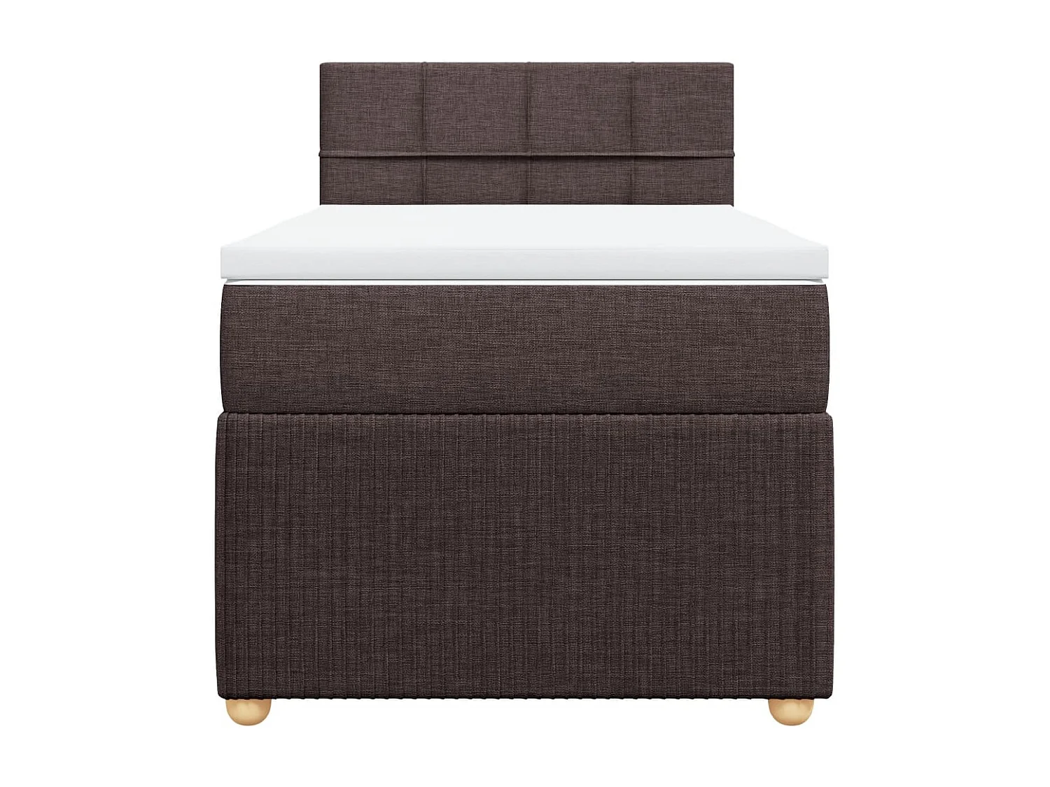 Cama box spring con colchón tela marrón oscuro 90x200 cm