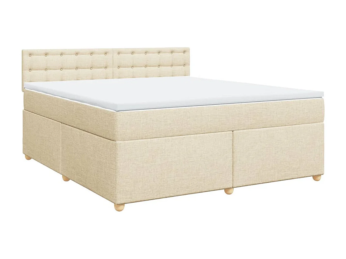 Cama box spring con colchón tela color crema 180x200 cm