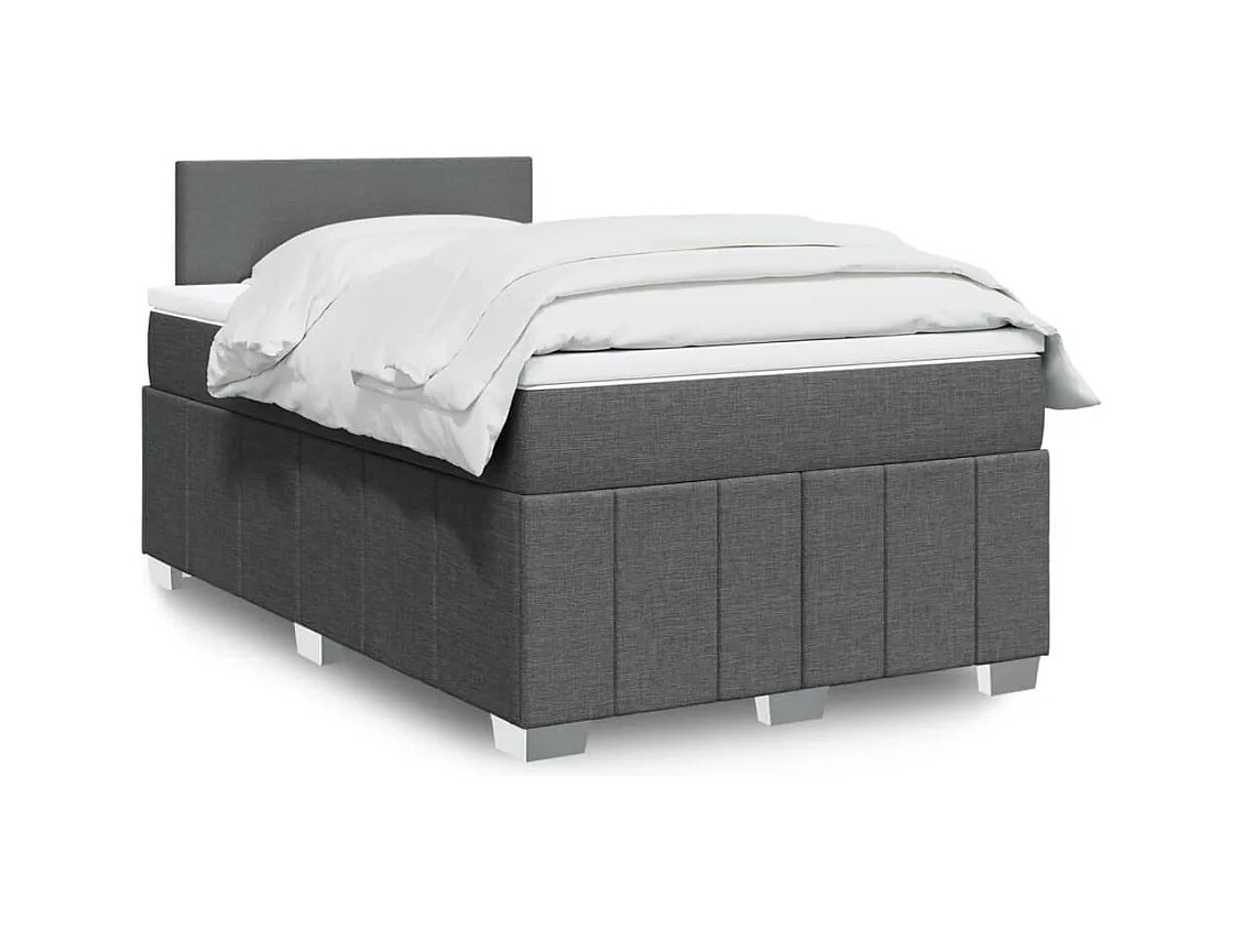 Sommier à lattes de lit avec matelas gris foncé 120x190cm tissu