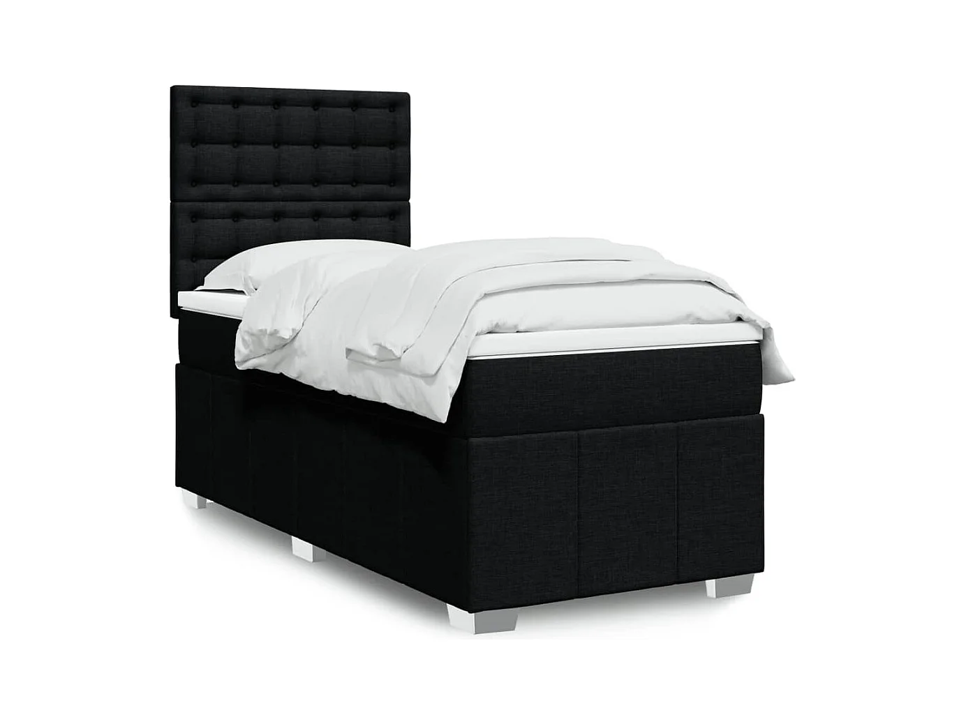 Sommier à lattes de lit avec matelas Noir 90x190 cm Tissu